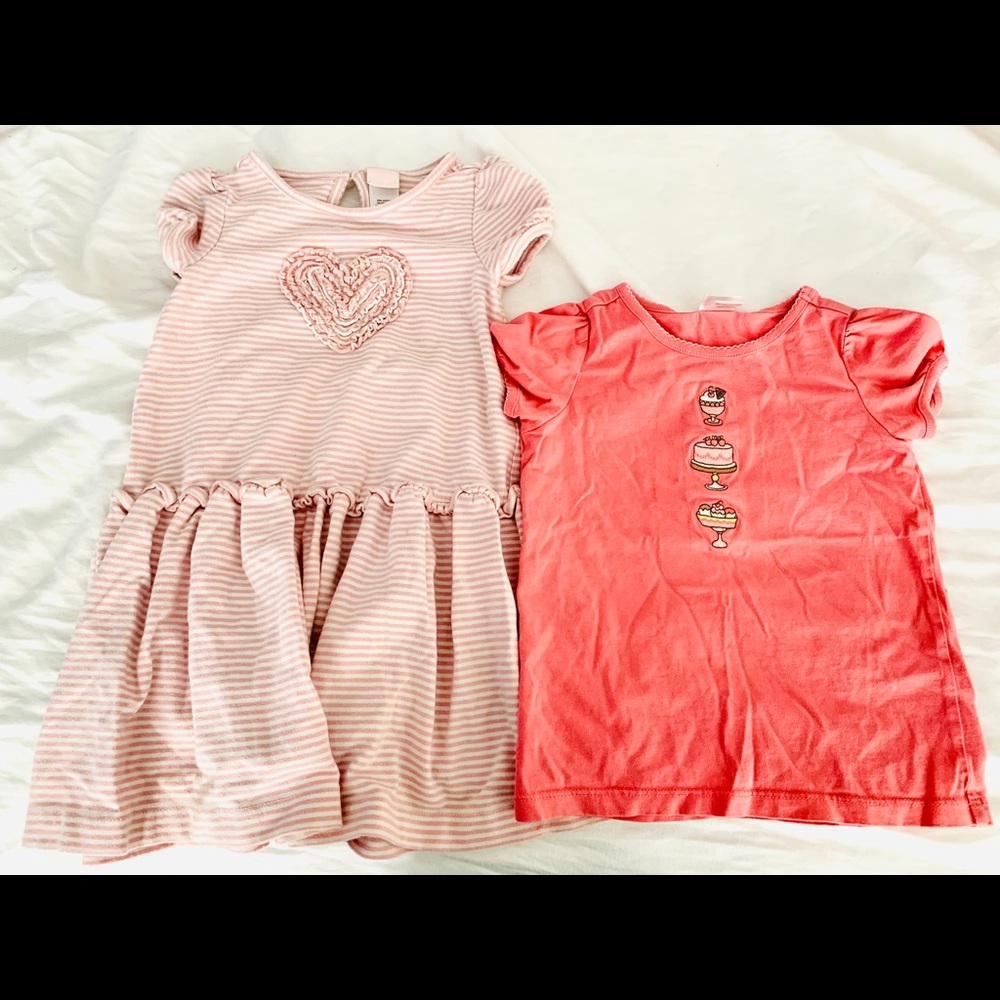 Janie and Jack cupcake shirt heart dress lot 2T